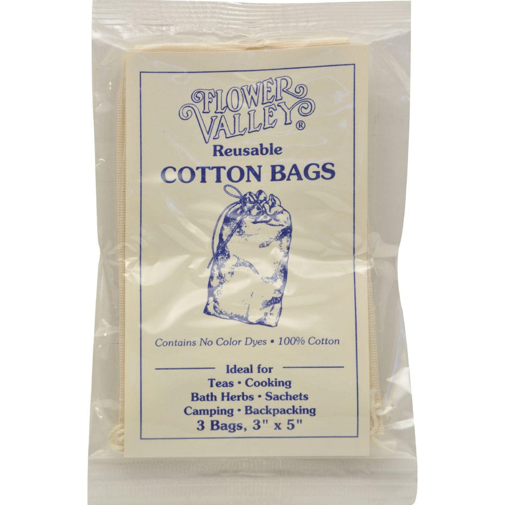 Flower Valley Reusable Cotton Bags - 3 Bags - Case Of 12