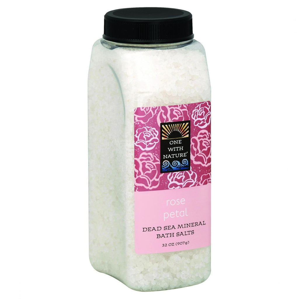 One With Nature Bath Salts - Dead Sea Mineral - Rose Petal - 32 Oz