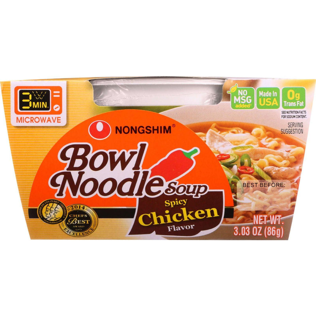 Nong Shim Soup - Bowl Noodle - Spicy Chicken Flavor - 3.03 Oz - Case Of 12