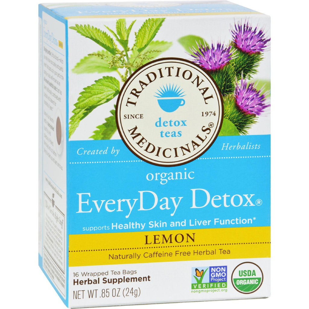 Traditional Medicinals Lemon Everyday Detox Herbal Tea - 16 Tea Bags - Case Of 6