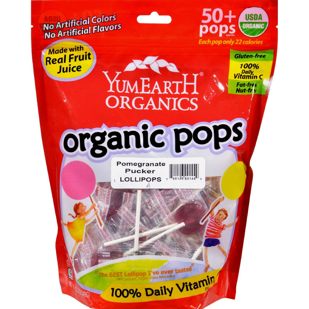 Yummy Earth Organic Pomegranate Pucker Lollipops - 12.3 Oz