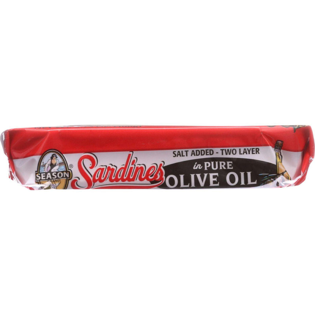 Season Brand Sardines - Brisling - Cross-packed - Salt Added - 3.75 Oz - Case Of 12