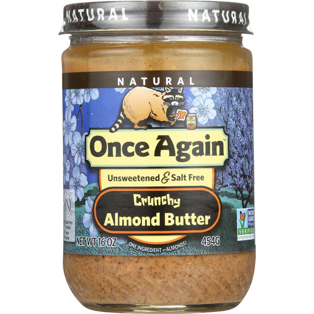 Once Again Almond Butter - Natural - Crunchy - Salt Free - 16 Oz - Case Of 12