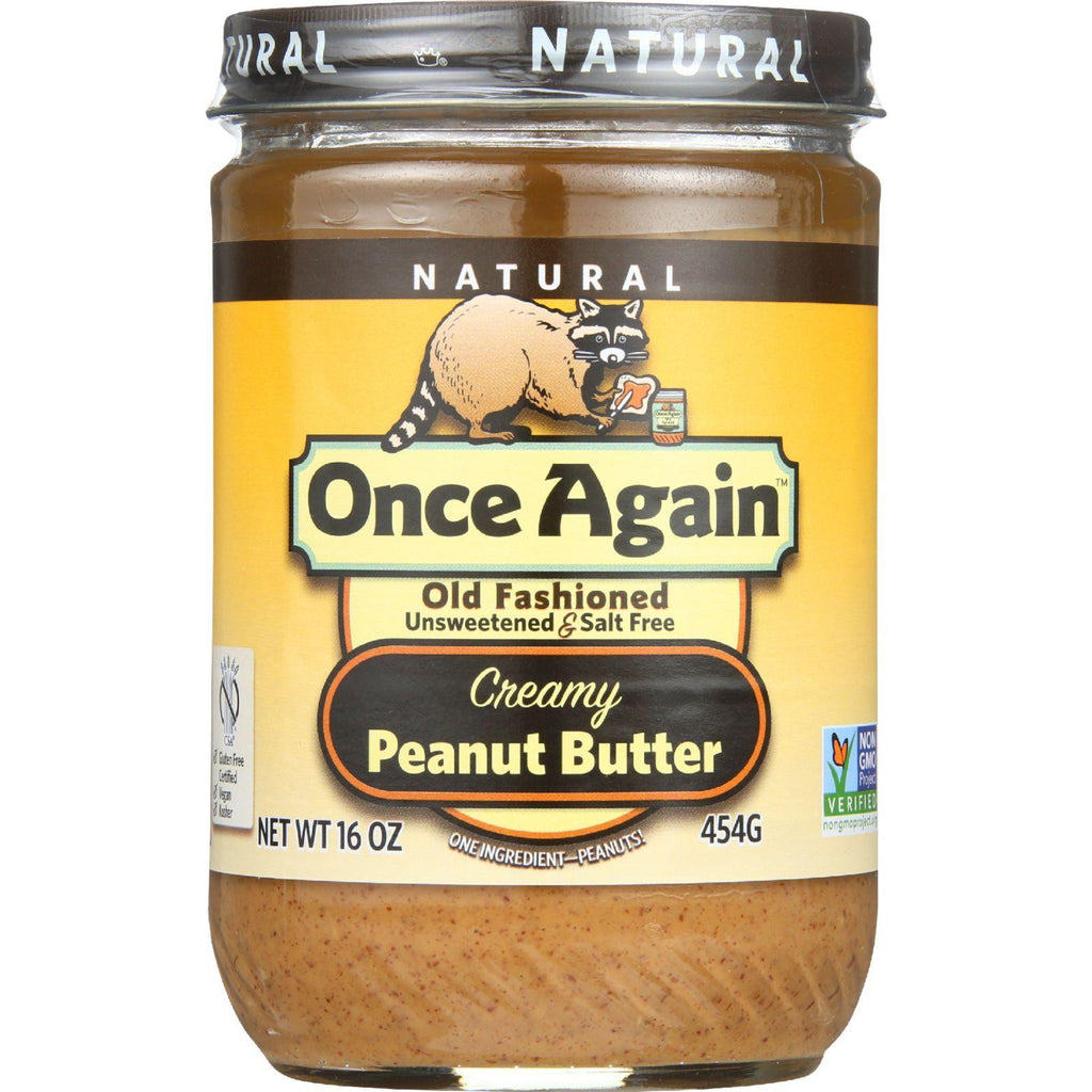 Once Again Peanut Butter - Old Fashioned - Creamy - No Salt - 16 Oz - Case Of 12