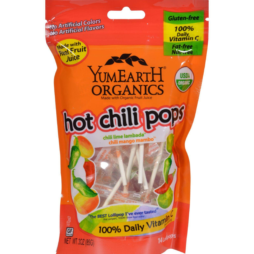 Yummy Earth Organic Hot Chili Lollipops - 3 Oz - Case Of 6