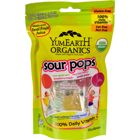 Yummy Earth Organic Super Sour Standup Lollipops - 3 Oz - Case Of 6