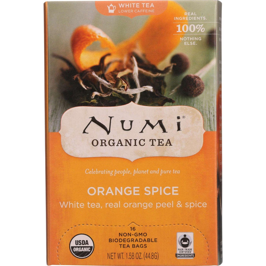 Numi Tea Tea - Organic - White - Orange Spice - 16 Bags - Case Of 6