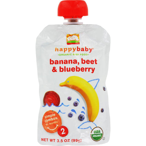 Happy Baby Organic Baby Food - Stage 2 - Banana Beets And Blueberry - Case Of 16 - 3.5 Oz