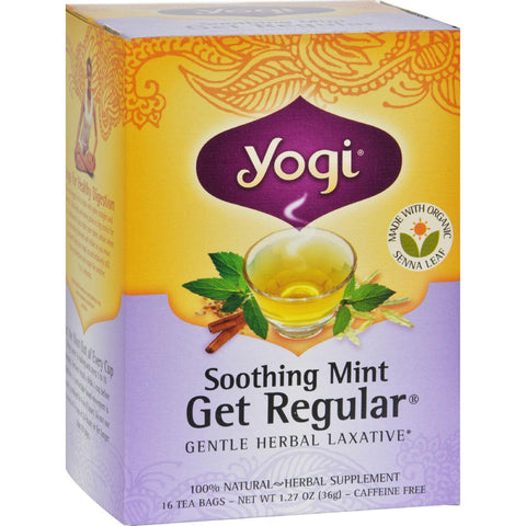 Yogi Get Regular Herbal Tea Caffeine Free Soothing Mint - 16 Tea Bags - Case Of 6