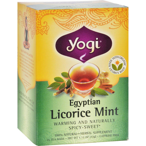 Yogi 100% Natural Herbal Tea Caffeine Free Egyptian Licorice Mint - 16 Tea Bags - Case Of 6