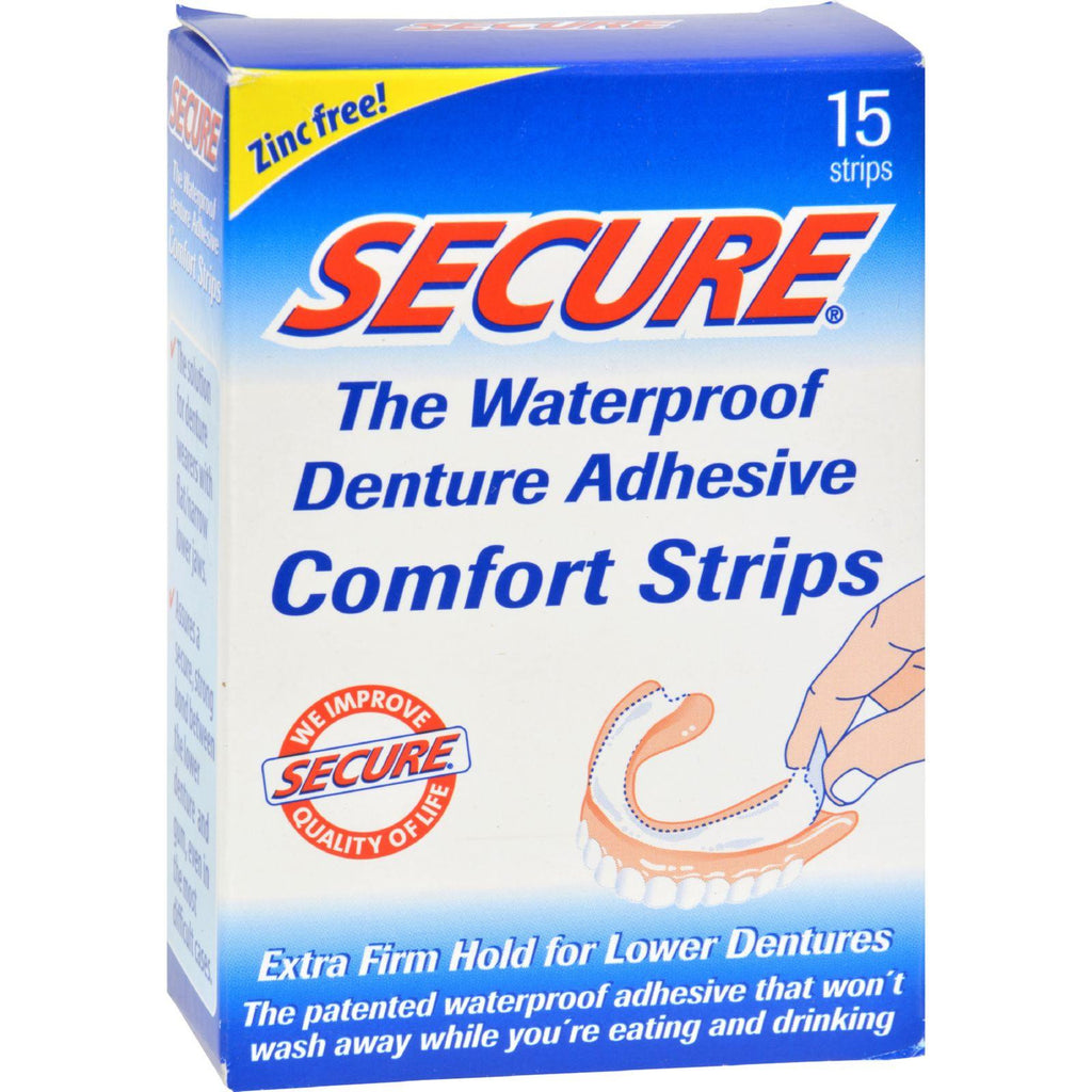 Secure Denture Adhesive Comfort Strips - 15 Strips