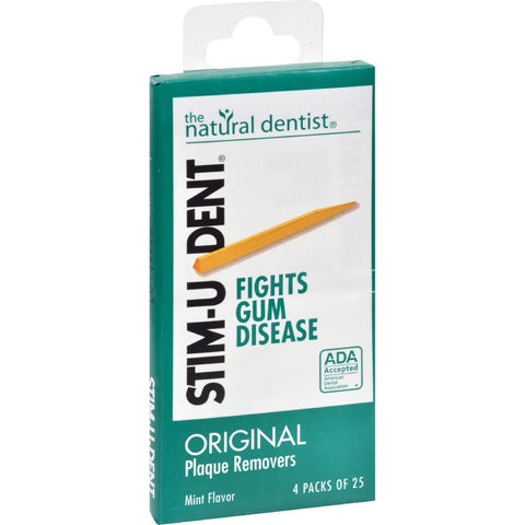 Natural Dentist Stim-u-dent Original Plaque Removers Mint - 100 Toothpicks - Case Of 12