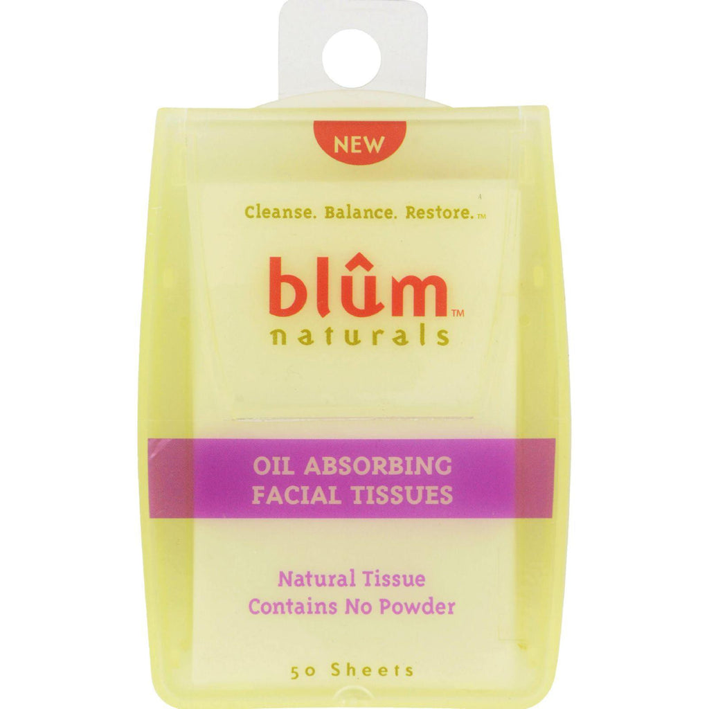 Blum Naturals Oil Absorbing Facial Tissues - 50 Sheets - Case Of 6