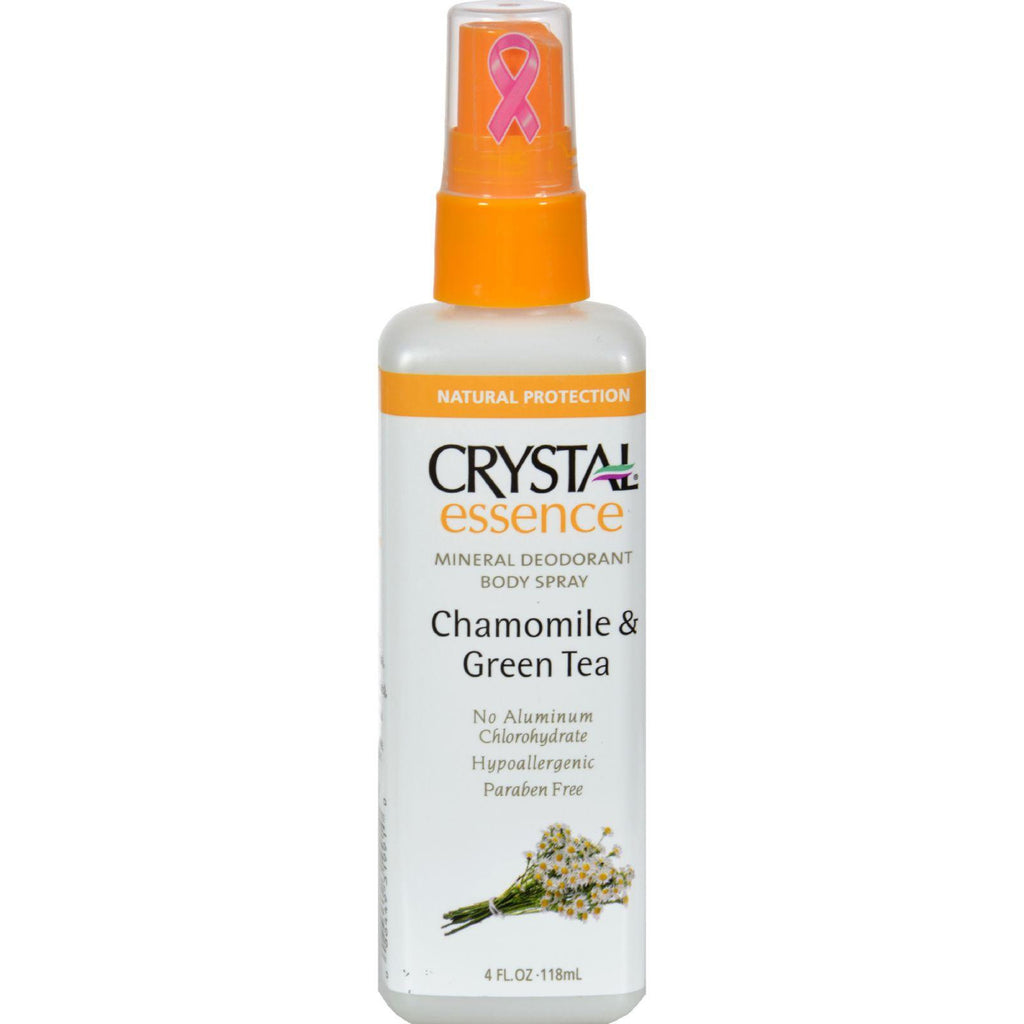 Crystal Essence Mineral Deodorant Body Spray Chamomile And Green Tea - 4 Fl Oz