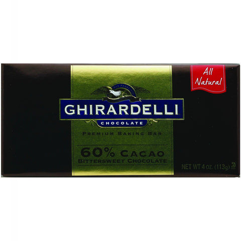Ghirardelli Bar Baking - Bittersweet Chocolate - 60 Percent Cacao - 4 Oz - Case Of 12