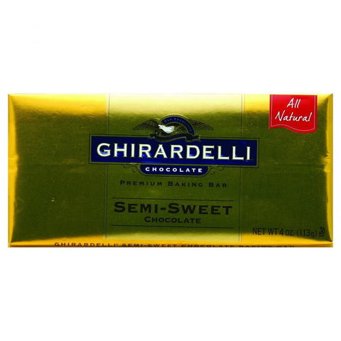 Ghirardelli Baking Bar - Semi Sweet Chocolate - 4 Oz - Case Of 12