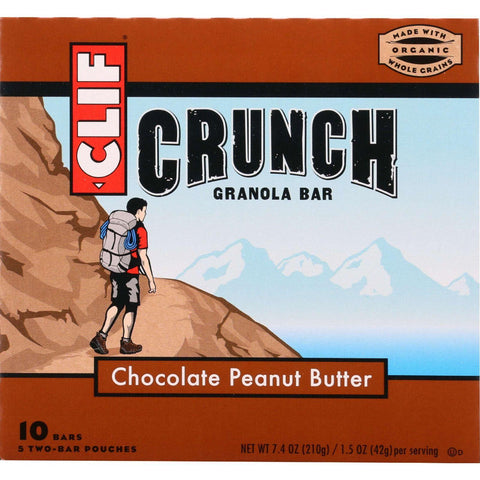 Clif Bar Granola Bar - Organic - Crunch - Chocolate Peanut Butter - 7.4 Oz - Case Of 12