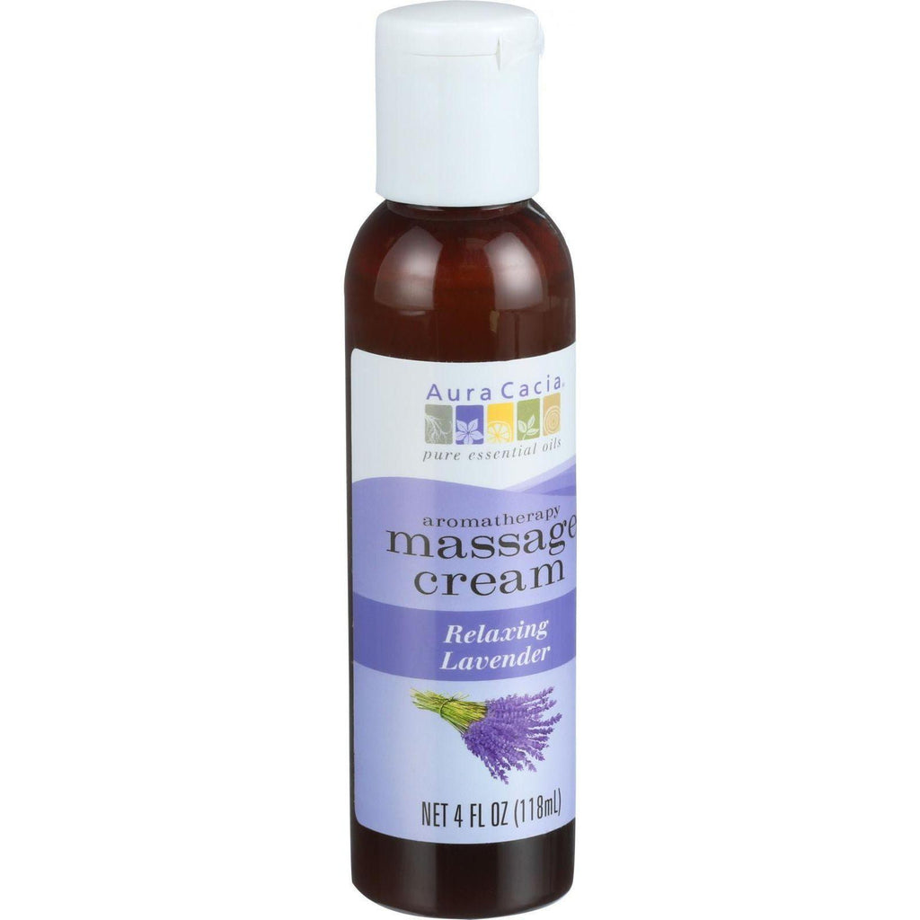 Aura Cacia Aromatherapy Massage Cream - Lavender - 4 Oz