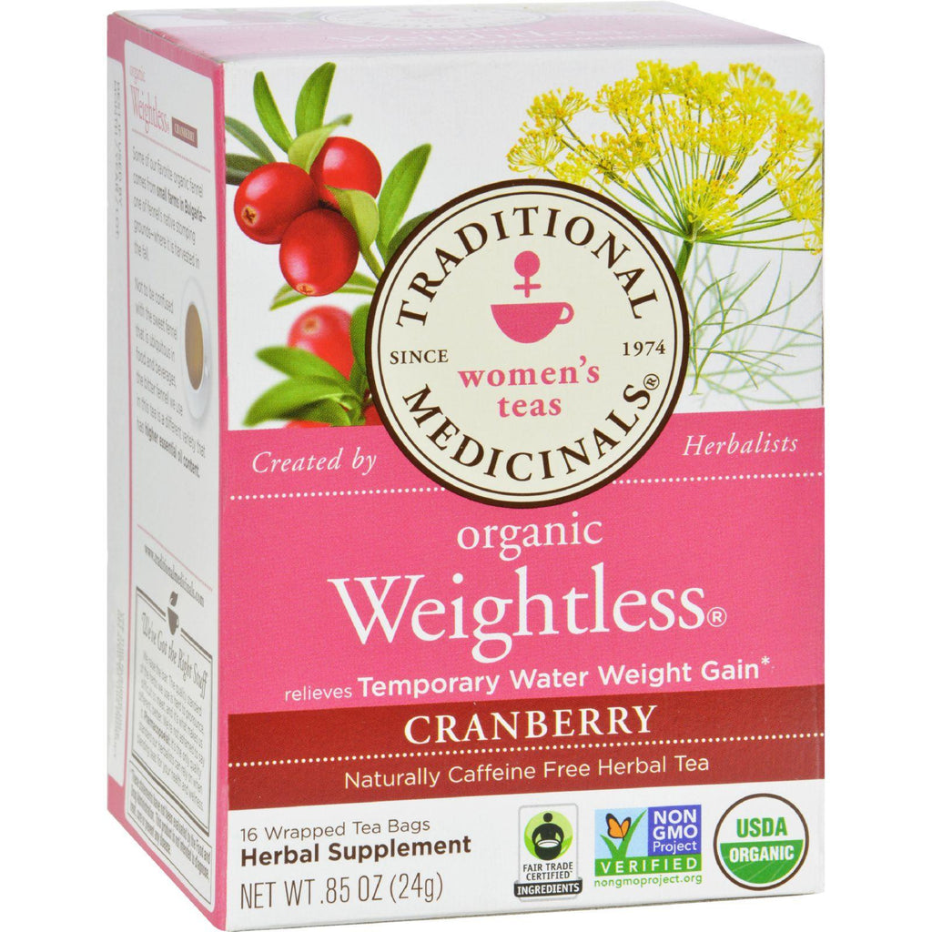 Traditional Medicinals Organic Weightless Cranberry Herbal Tea - 16 Tea Bags - Case Of 6