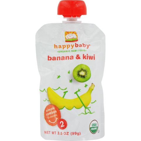 Happy Baby Organic Baby Food Stage 2 Banana And Kiwi - 3.5 Oz - Case Of 16