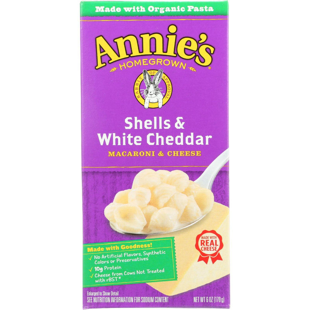 Annies Homegrown Macaroni And Cheese - Shells And White Cheddar - 6 Oz - Case Of 12