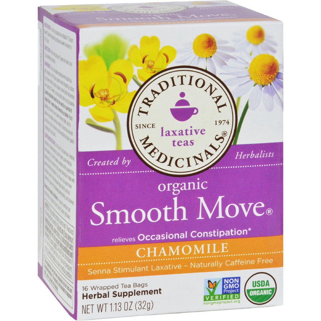 Traditional Medicinals Organic Smooth Move Chamomile Herbal Tea - 16 Tea Bags - Case Of 6