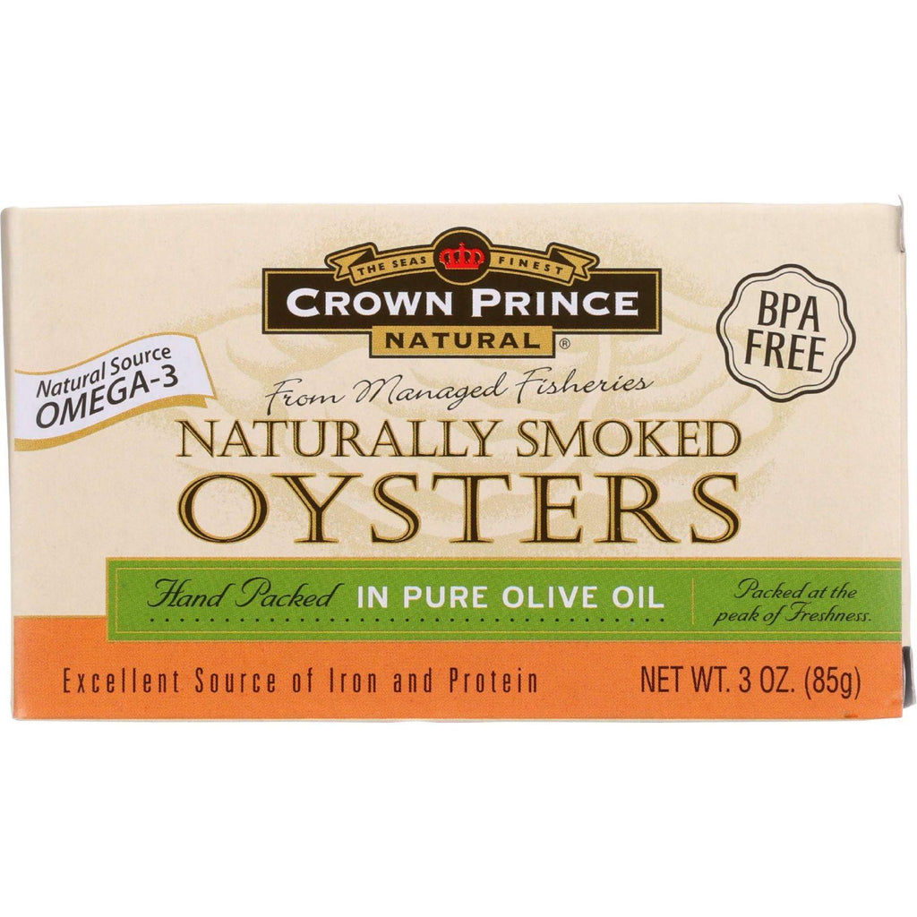 Crown Prince Oysters - Naturally Smoked In Pure Olive Oil - 3 Oz - Case Of 18