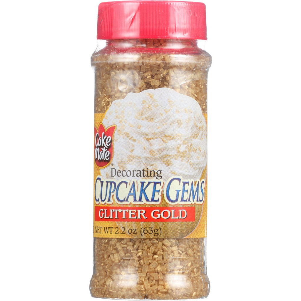 Cake Mate Cake Decor - Cupcake Gems - Sugar - Glitter Gold - 2.2 Oz - Case Of 6