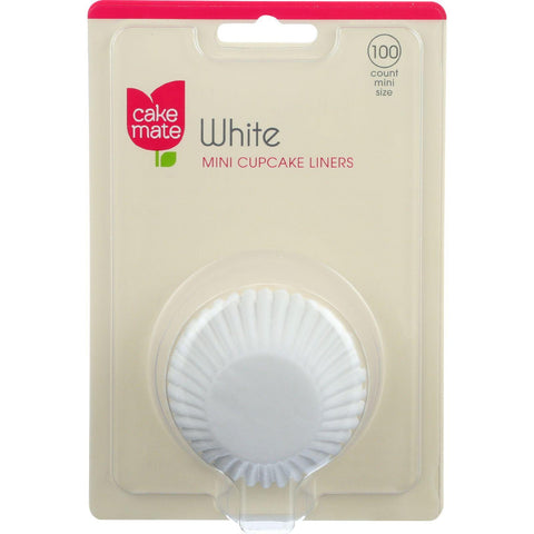 Cake Mate Cupcake Liners - White - Mini - 100 Count - Case Of 8