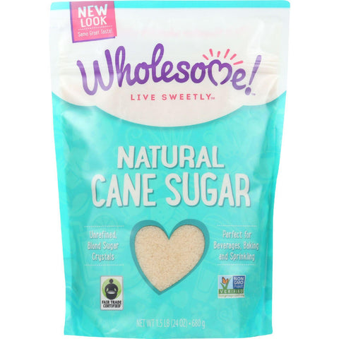 Wholesome Sweeteners Sugar - Natural Cane - Fair Trade - 1.5 Lbs - Case Of 12