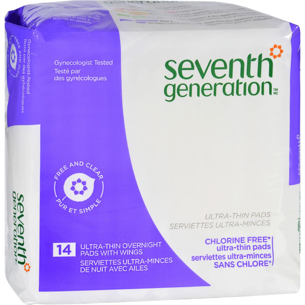 Seventh Generation Ultra Thin Maxi Pads With Wings - Overnight - 14 Pads