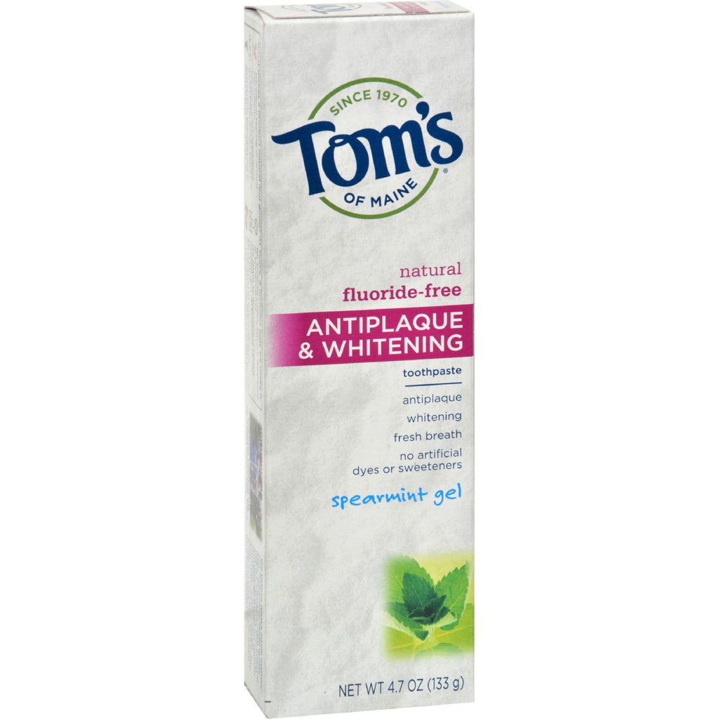 Tom's Of Maine Antiplaque And Whitening Toothpaste Spearmint Gel - 4.7 Oz - Case Of 6