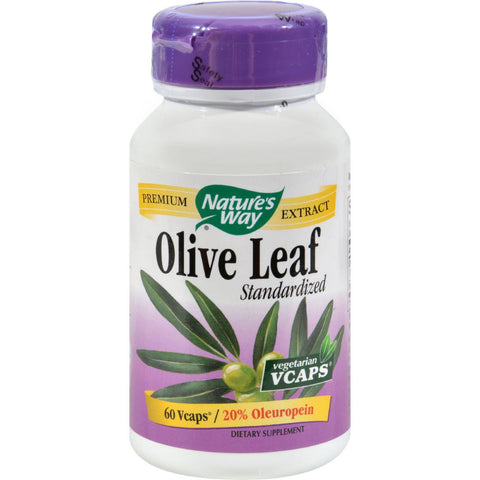 Nature's Way Olive Leaf Standardized 20% Oleuropein - 60 Vegetarian Capsules