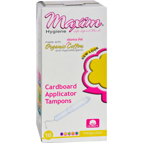 Maxim Hygiene Organic Cotton Cardboard Applicator Tampons Regular - 16 Tampons