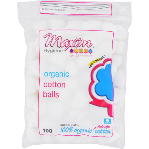 Maxim Hygiene Organic Cotton Balls - 100 Cotton Balls