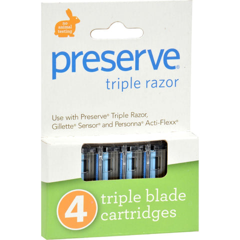 Preserve Triple Blade Refills - Case Of 6 - 4 Packs