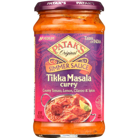 Pataks Simmer Sauce - Tikka Masala Curry - Medium - 15 Oz - Case Of 6