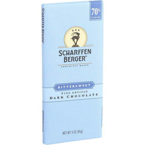 Scharffen Berger Chocolate Bar - Dark Chocolate - 70 Percent Cacao - Bittersweet - 3 Oz Bars - Case Of 12