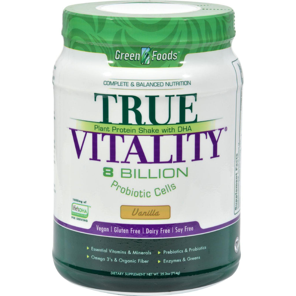 Green Foods True Vitality Plant Protein Shake With Dha Vanilla - 25.2 Oz