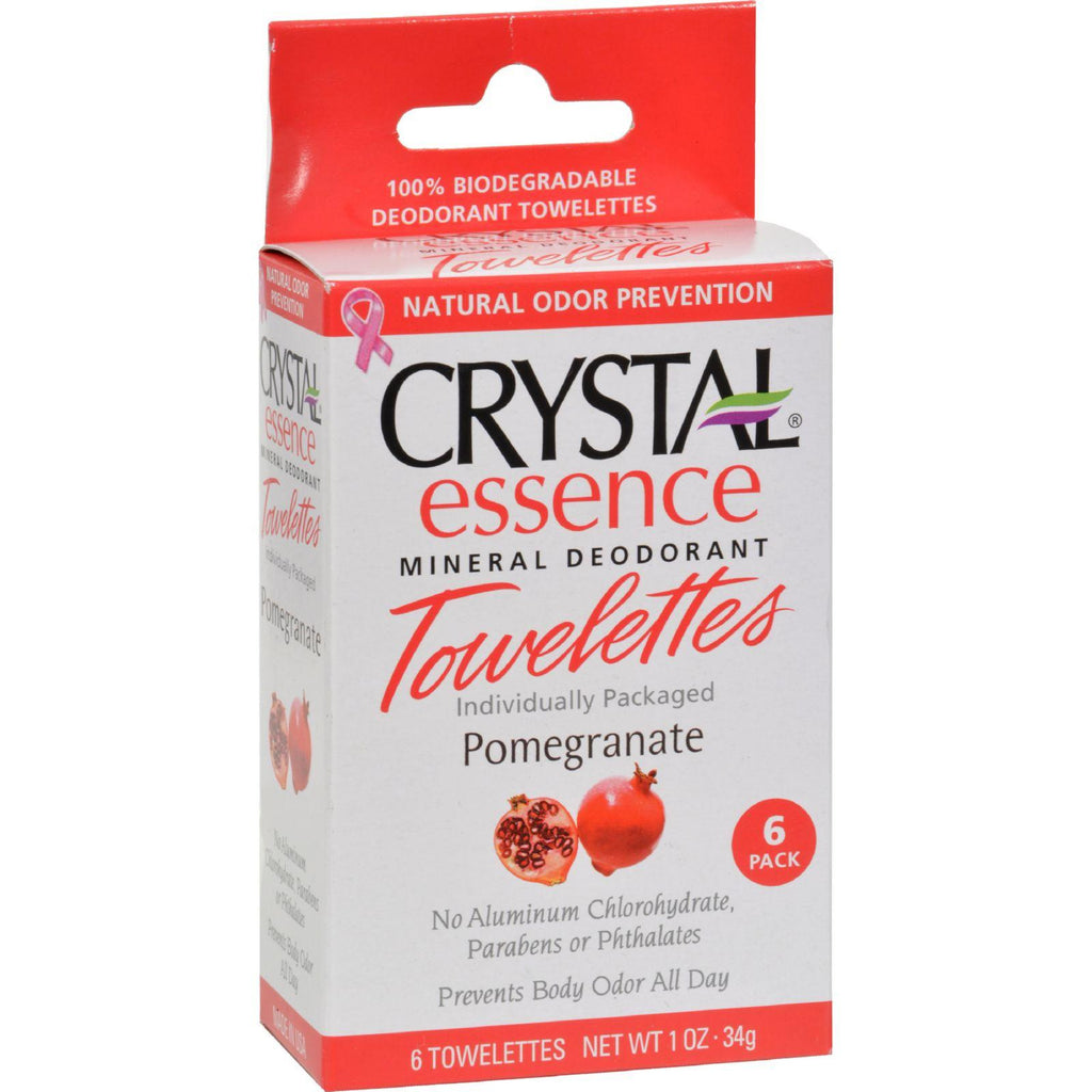 Crystal Essence Mineral Deodorant Towelettes Pomegranate - 6 Towelettes