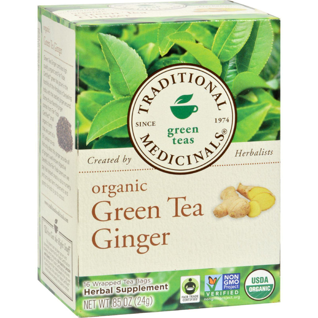 Traditional Medicinals Organic Green Tea Ginger - Case Of 6 - 16 Bags