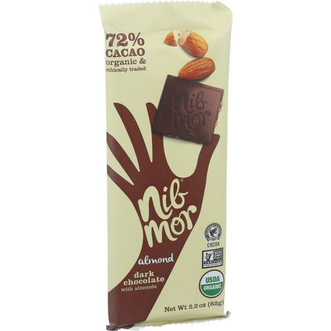 Nibmor Organic Dark Chocolate Bars - Almond - 2.2 Oz Bars - Case Of 12