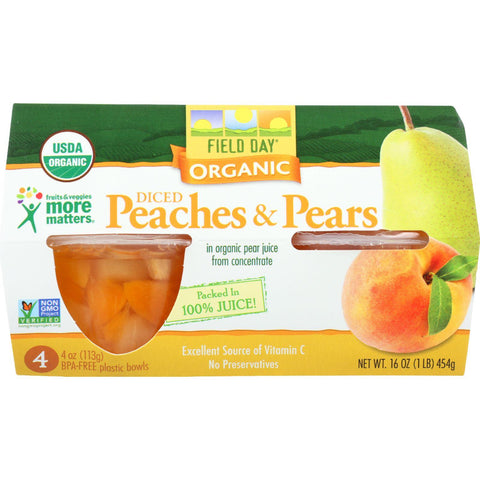 Field Day Fruit Cups - Organic - Peaches And Pears - 4-4 Oz - Case Of 6