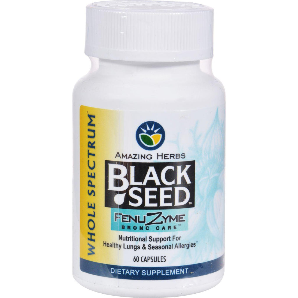 Amazing Herbs Black Seed Fenuzyme Bronc Care - 60 Capsules