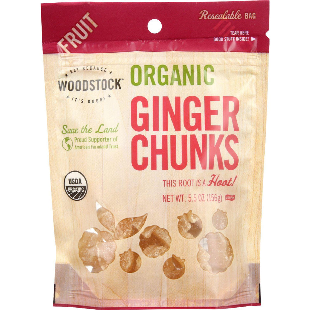 Woodstock Fruit - Organic - Ginger - Chunks - Crystallized - 5.5 Oz - Case Of 8