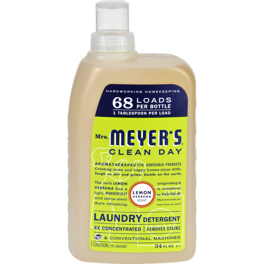 Mrs. Meyer's 68 Load 4x Laundry Detergent - Lemon Verbena - 34 Fl Oz - Case Of 6