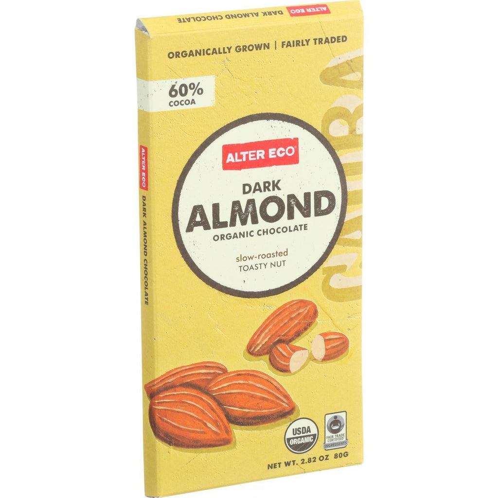 Alter Eco Americas Organic Chocolate Bar - Dark Almond - 2.82 Oz Bars - Case Of 12