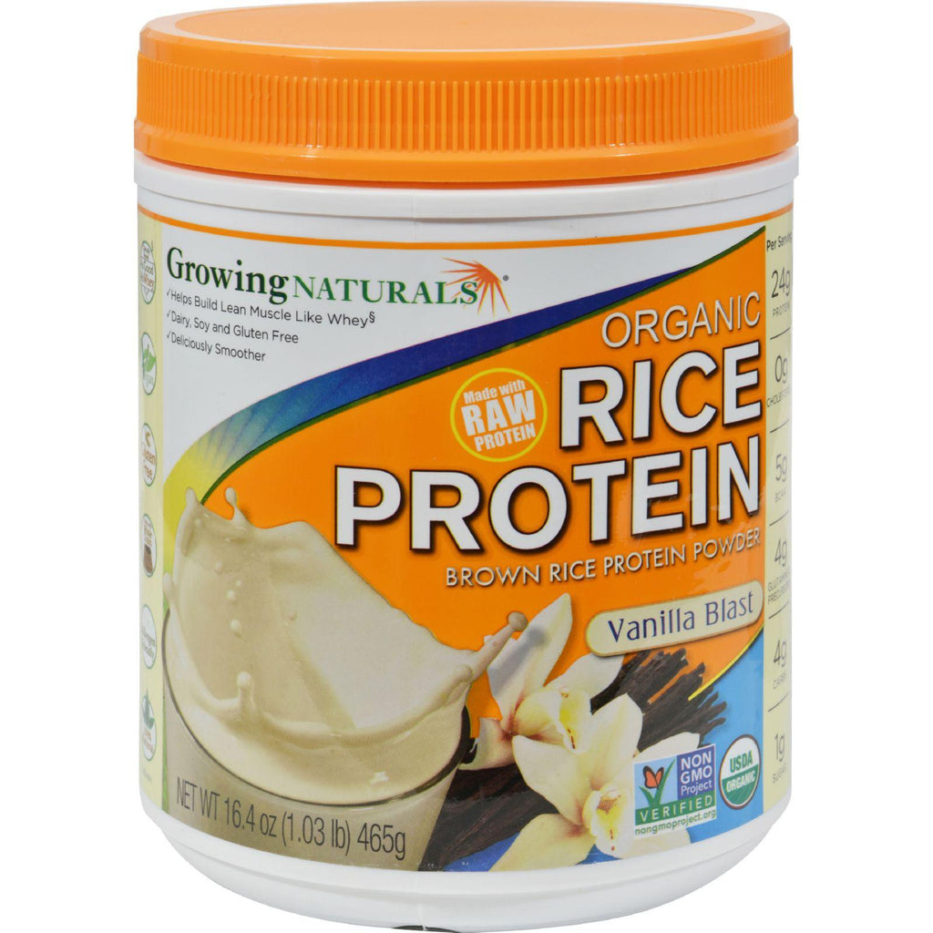 Growing Naturals Organic Raw Rice Protein - Vanilla Blast - 16.4 Oz