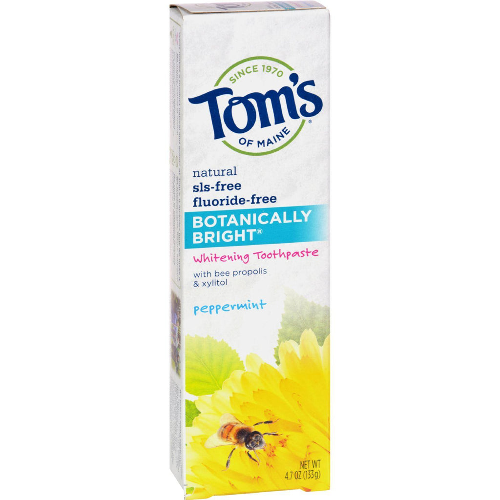 Tom's Of Maine Botanically Bright Whitening Toothpaste Peppermint - 4.7 Oz - Case Of 6