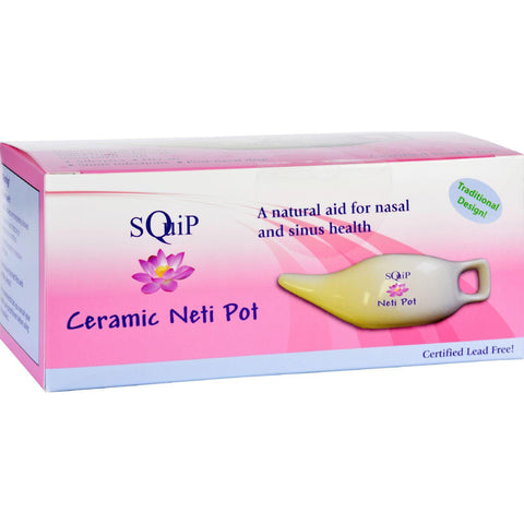 Squip Products Ceramic Neti Pot With 20 Saline Solution Packets - 13.3 Oz